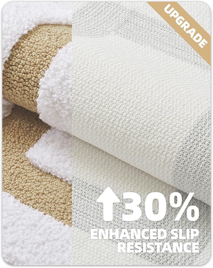 Color&Geometry Bathroom Rugs, Water Absorbent and Quick Dry Microfiber Bath Rugs-17"x30", Non-Slip, Machine Washable, Extra Soft Plush Bath Mats for Bathroom, Laundry Room, Shower and Tub