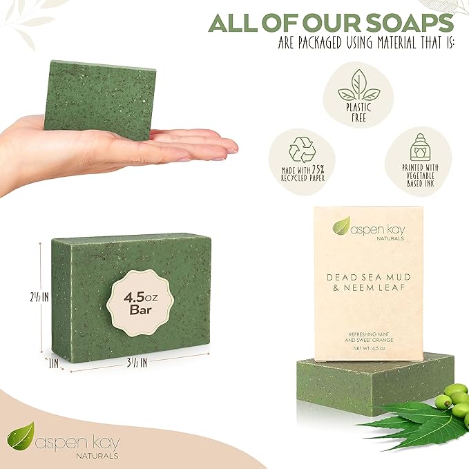 Aspen Kay Naturals Soap Bars 4.5oz, Dead Sea Mud and Neem