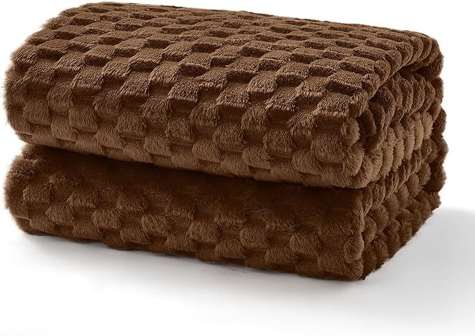 EXQ Home Fleece Throw Blanket for Couch or Bed - 3D Imitation Turtle Shell Jacquard Decorative Blankets - Cozy Soft Lightweight Fuzzy Flannel Blanket Suitable for All Seasons(50"×60",Brown)
