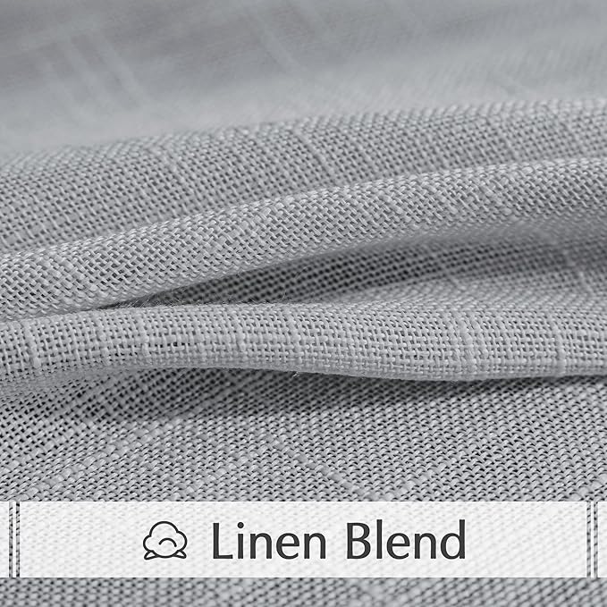 FMFUNCTEX Grey Sheer Curtains for Bedroom 96 inches Long Sliding Door Curtains Extra Wide Windows White Room Divider Linen Textured Curtain Panels for Living Room Neutral Gray 100”w 1 Pack Rod Pocket