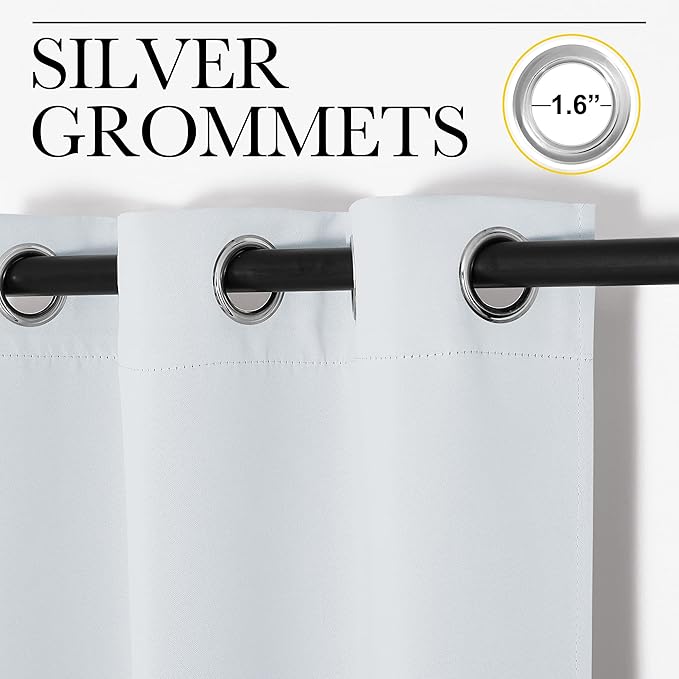 NICETOWN Blackout Curtain Panels for Bedroom, 2 Panels, W52 x L60-inch, Greyish White, Thermal Insulated Grommet Top Blackout Draperies and Drapes for Basement