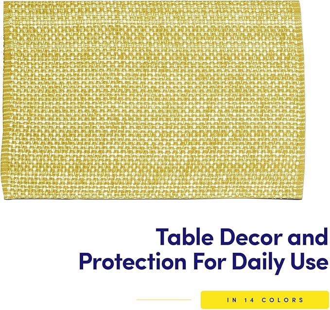 Sweet Home Collection 100% Cotton Placemats for Dining Room Rectangle Two Tone Woven Fabric 13" x 19" Soft Durable Table Mat Set, Set of 4, Gold