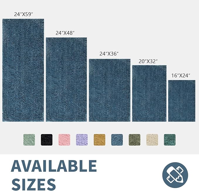 CozeCube Dusty Blue Bathroom Rugs 47" x 24", Bath mats for Bathroom Non Slip, Ultra Soft Bath Rugs Washable, Plush Microfiber Area Rugs for Bedroom