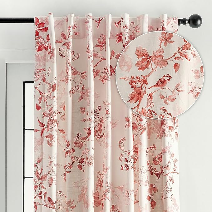 Maison d' Hermine Curtains for Living Room 100% Cotton 108 inch Length One Panel Light Filtering Curtains for Bedroom Windows with Rod and Loop Pockets Drapes (Equinoxe Terracotta, 50" W x 108" L)