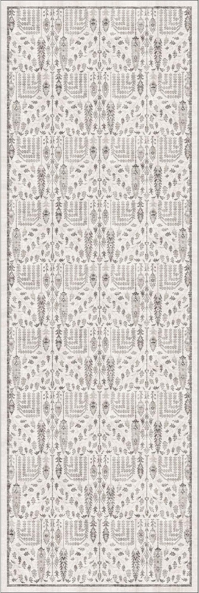 Hallway Runner Rug 2x6 Washable Grey Kitchen Carpet Non Slip Boho Thin Floral Farmhouse Throw Accent Long Rug for Laundry Bathroom Office Bedroom
