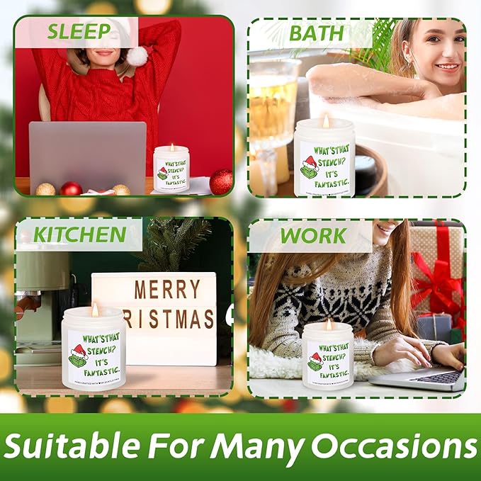 Sweet Scented Soy Candles - Christmas Green Elf Jar Aromatherapy Candles for Home, New Year & Winter