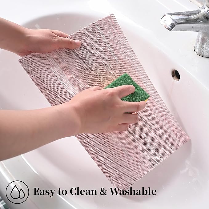 Leetaltree Misty Rose Placemats Set of 6 - Heat Resistant Non-Slip Place mats for Dining Table, Washable Durable PVC Vinyl Woven Table Mats(Misty Rose, 6)