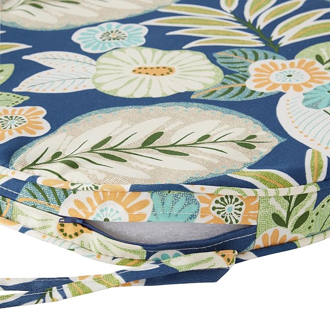 Greendale Home Fashions Outdoor 18-inch Round Reversible Seat Cushion, 2-Pack, Magnolia Floral 2 Count