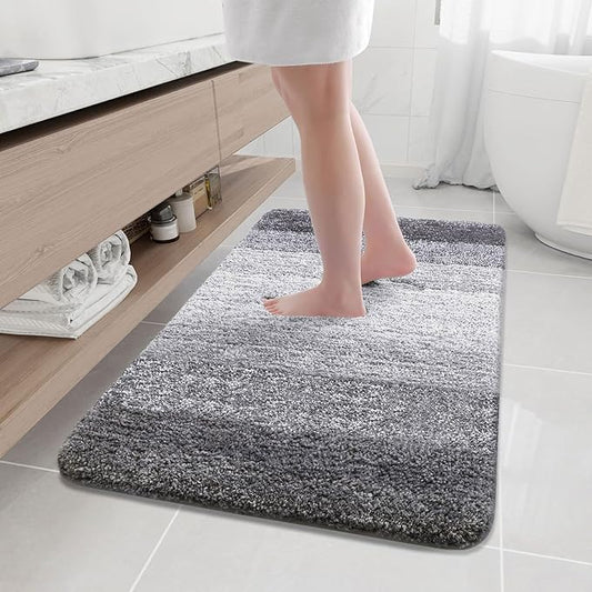 Arotive Microfiber Bathroom Rugs, Shaggy Soft and Absorbent Bath Rug, Non-Slip, Thick Plush Machine Washable Dry Bath Mats for Bathroom, Tub and Shower, 40x32, Grey
