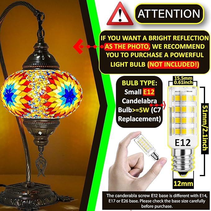 CHICON Handmade Mosaic Tiffany Boho Lamp | Genuine Glass Mosaic | A Piece of Art in Unique Moroccan Bohemian Small Table Lamp - SWAN Fire Orange