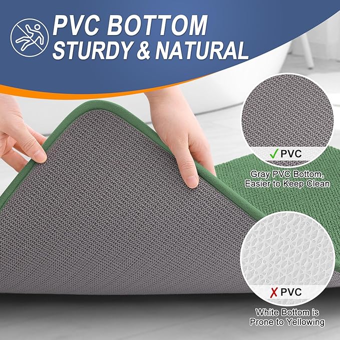 OLANLY Thick Memory Foam Bath Mat Rug 30x20, Extra Soft Absorbent Bathroom Rug, Quick Dry Bath Mats, Non-Slip, Machine Washable Carpet for Bathroom, Tub and Shower, Home Decor Accessories, Olive Green