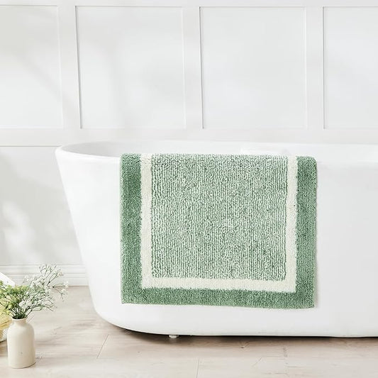 CozeCube Bath mats for Bathroom Non Slip, Plush Shaggy Bath Rugs for Bathroom Washable, Extra Soft and Absorbent Microfiber Bath Rugs, Sage Green, 47" x 24"