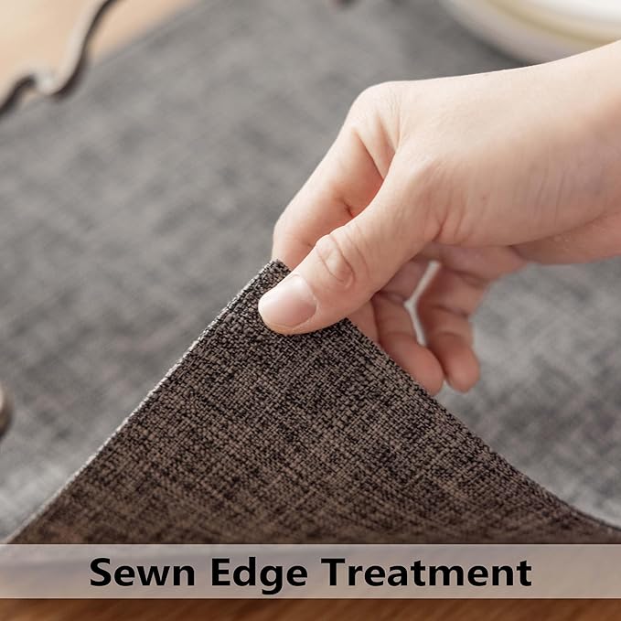Demetex Placemats Table Mats Set of 6 Heat Resistant Washable Cloth Place Mats for Dining Table Holiday, Dark Grey