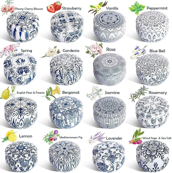 Scented Candles Gifts Set 16 Pack Soy Wax Travel Tin Jar Candles for Home 2.5 OZ Scented Candles for Mom for Christmas, Birthday, Thanksgiving, Mother's Day