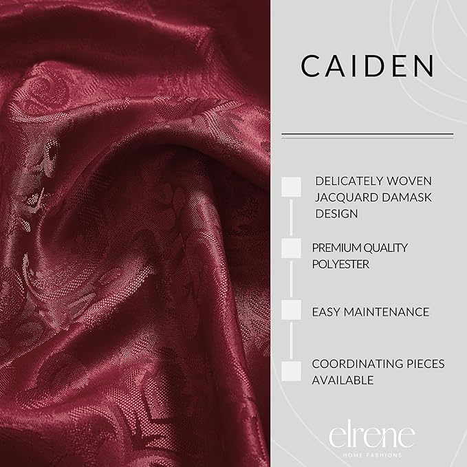 Elrene Home Fashions Caiden Elegance Damask Fabric Placemats, 13" x 19", Cranberry, Count 4 (Pack of 1)