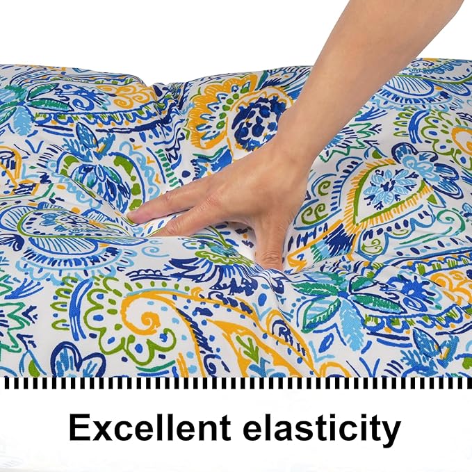 Deep Seat Cushions, Outdoor Cushions, Patio Furniture Cushions, Deep Seat & Back Cushion Patio Cushions with Rmoveable Cover for Backyard Couch Sofa Fade Resistant (24x24x4 in, Blue Phoenix)