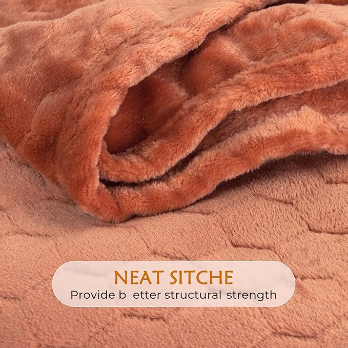 TOONOW Fleece Blanket Textured Fuzzy Plush Throw Blanket Twin Size 60" x 80", Super Soft Fluffy Bed Blanket Geometric Pattern Comfy Microfiber Flannel Blankets for Couch, Bed, Sofa, Carnelian