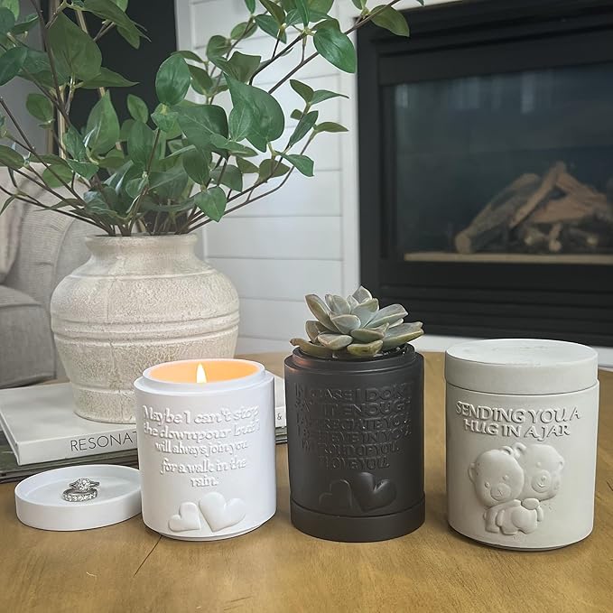 Candle Planter Triple Purpose Romantic, Aromatherapy Candles - Natural Soy Wax, Long-Lasting 50-Hour Burn, Sandalwood Scents - Gifts for Him, Her, Couple, Husband and Wife Birthday Gift Ideas