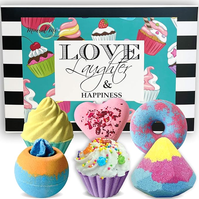 Bath Bombs Gift Set - 6pc Aromatherapy Natural Bath Bombs with Organic Ingredients, Skin Moisturizing Bubble Bath Fizzy, Gentle for Kids, Relaxing Birthday BathBombs for Girls, Women, Kids