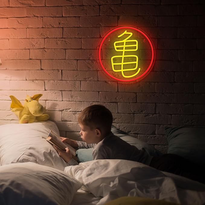 Anime 龟 Neon Sign for Wall Decor, Japanese Anime LED Sign Light,USB Powered Dimmable Neon Night Light for Man Cave, Bedroom, Game Room, Bar, Pub, Unique Gift for Anime Lovers