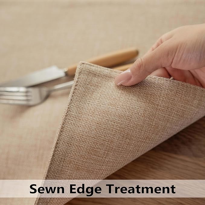 Demetex Linen Placemats Set of 8 Modern Beige Place Mats Heat Reasistant Washable Table Placemat for Dining Room Restaurant Indoor, 13x19 inch, Light Linen
