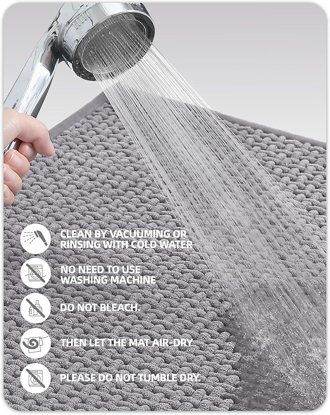 Color&Geometry Standard-Sized Toilet Rugs U Shaped- Absorbent, Stain Resistant, Non Slip, Quick Dry, Machine Washable- 20"x24" Grey Toilet Mat Chenille Contour Bath Rugs for Toilet Base