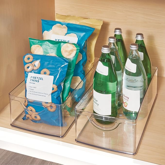 iDesign Recycled Plastic Cabinet and Pantry Storage Bin with Integrated Handles – 16” x 8” x 5”, Clear Bin