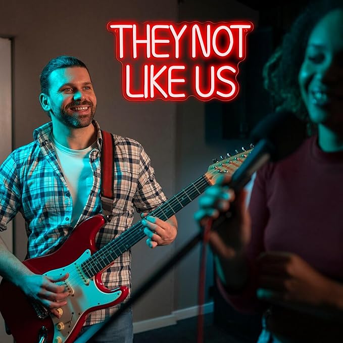 They Not Like US Neon Sign, Dimmable LED Music Neon Signs for Wall Decor, Christmas Ornamentm Black Culture Neon Light Kids Wall Art Room Bedroom Birthday Party Man Cave Christmas Gifts(15.7 * 8.6in)