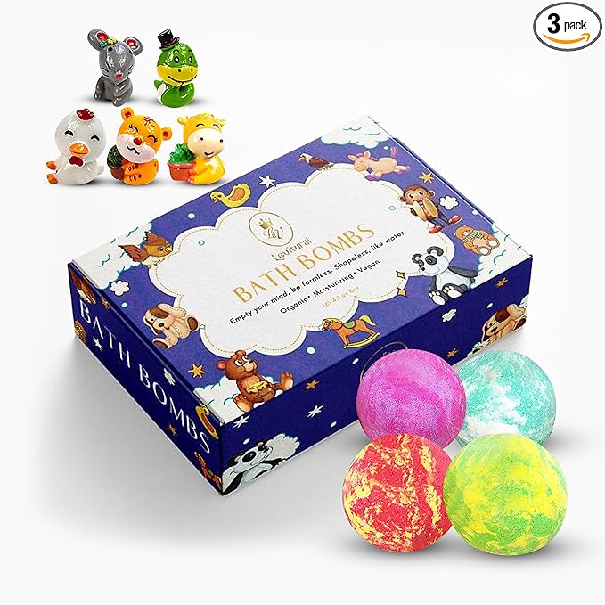 Levitural Bath Bombs – Fun & Educational Bath Time Gift Set – Fizzing Bath Bombs with Animal Toys & Figures – Safe and Exciting Gift in Multiple Package Options (Set of 12)