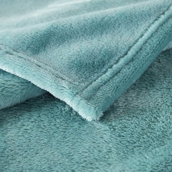 TASTHROW Large Flannel Fleece Throw Blanket, 50×70 Inch - Cozy Lightweight Thick Blanket - All Seasons Suitable for Women, Men and Kids (Bluishgreen)