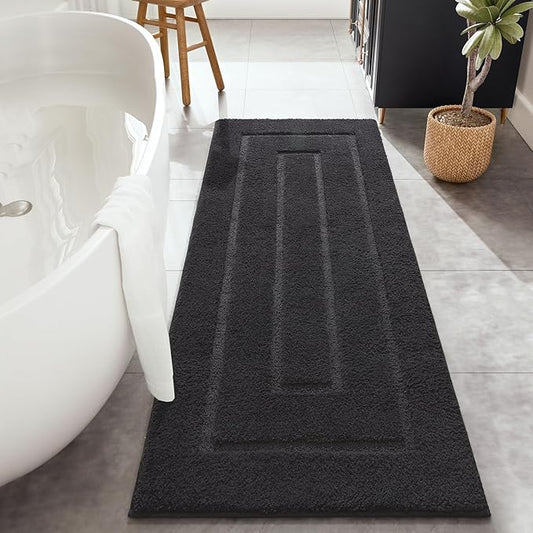 HOMORE Bathroom Rugs 24x60 Inch Long Bathroom Runner Rug,Non Slip Absorbent Bath Runner Rug,Washable Plush Bath Rugs for Shower Floor,Dark Grey