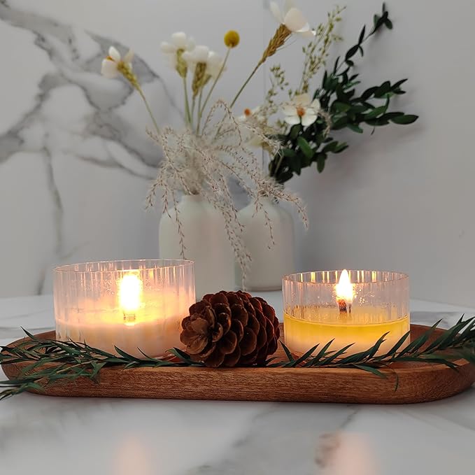Scented Candle Set|Translucent Cup Candle Set, Home Scented Candles, Table Settings, Holiday Gifts - 8 Count Translucent Cup Candle Gift Soy Candle, Lavender Wood Scent