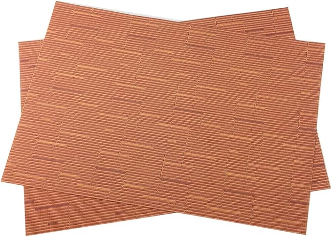 Exquisite Woven Vinyl Placemats for Dining Table Heat Resistant PVC Table Mats (Pack of 6, Orange)