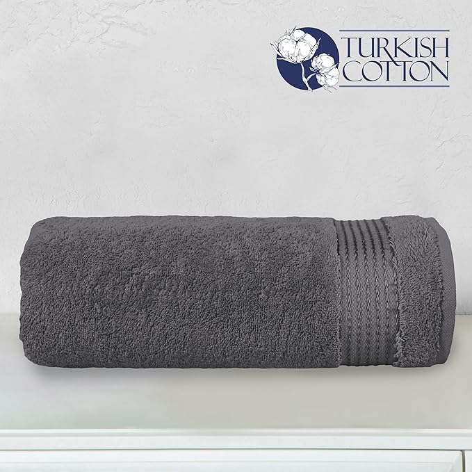 Elegant Comfort Premium Turkish Cotton 1 Piece Jumbo Bath Towel - 35 x 70 inch, Luxurious Hotel Spa Quality 100% Turkish Cotton Large Bath Towel - Highly Absorbent - Soft Bathroom Towel, Gray