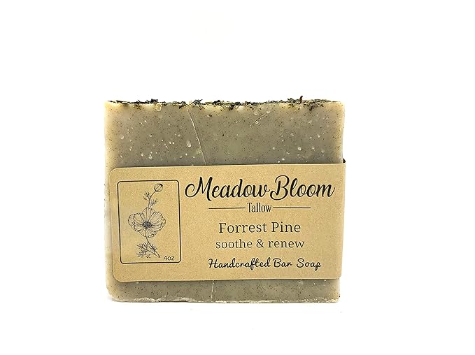 EST'D 2004 HC Meadow Bloom Tallow Bar Soap - Forrest Pine 2 Pack - Made with All Natural 100% Grass Fed Tallow Handmade Soap Bar - Great for Face or Body Soap