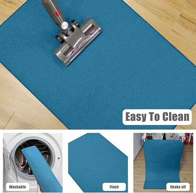 Yancorp 17"x30" Ultra Thin Bathroom Rugs,Low Profile Bath Mat Non Slip Fit Under Door Super Absorbent Washable Indoor Door Mat Small Rug
