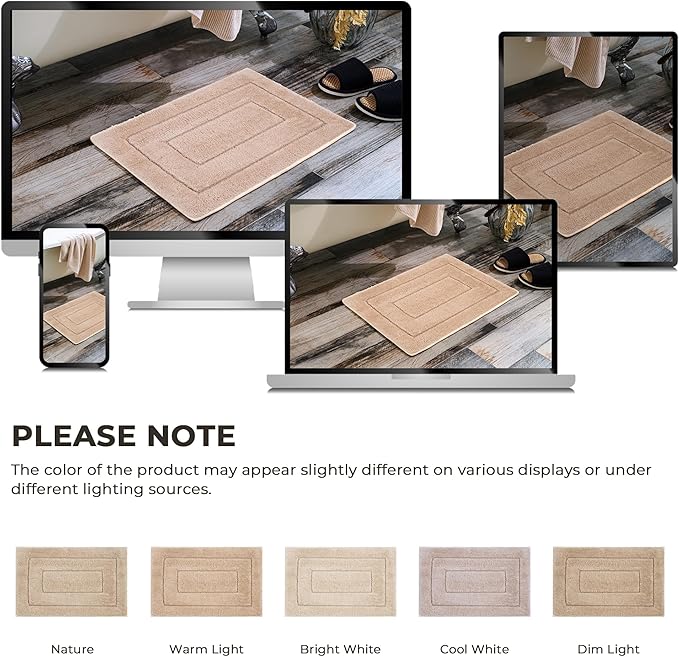 GRANNY SAYS Bathroom Rugs Non Slip, 16" x 24", Bath Rugs for Bathroom Washable, Bath Mats for Floor, Microfiber Bath Mat for Tub, Absorbent Bath Rugs for Shower Room, Khaki