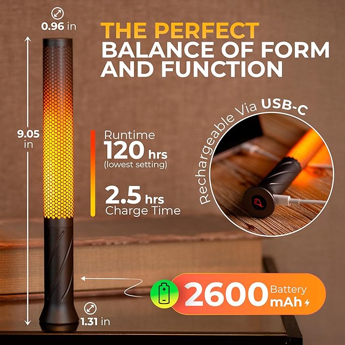 LED Candle Light, Cordless Table Lamps, Bedside Lamps w/2 Modes, Rechargeable Candlestick, Modern Table Lamp w/2600 mAh Battery, nightstand lamp, Bedroom lamp