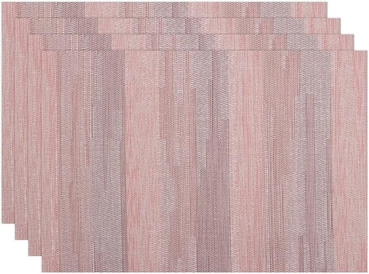 Winknowl Placemats Set of 4, Heat Resistant Stain Resistant Woven Vinyl Insulation Place mats, Durable Washable Elegant Table Mats for Kitchen Dining Table Decor (Misty Rose)