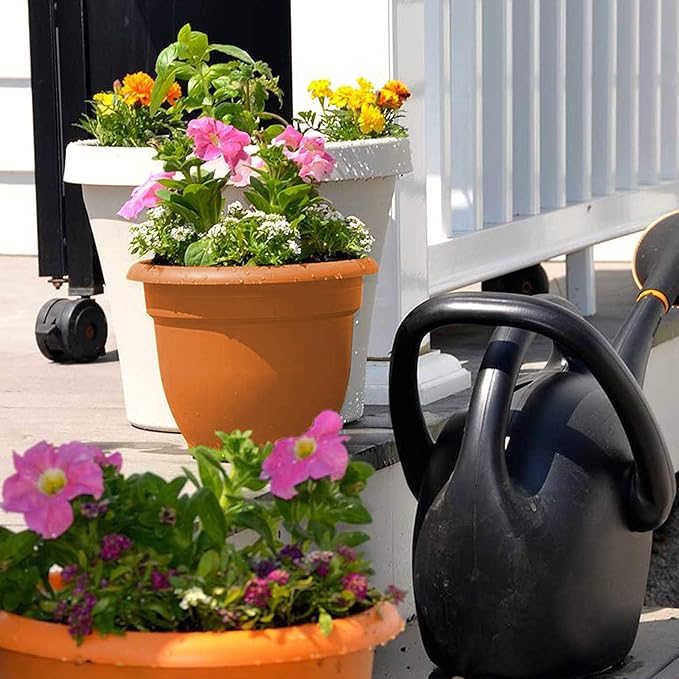 Fiskars Bloem 12 Inch Ariana Planter with Self-Watering Grid, Color Clay