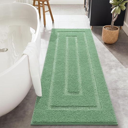 HOMORE 24x60 Inch Bathroom Rug, TPR Backing Non Slip Long Bathroom Runner Rug, Thick Soft and Absorbent Microfiber Bath Mat, Washable Plush Bath Rugs and Mats for Shower Floor, Sage Green