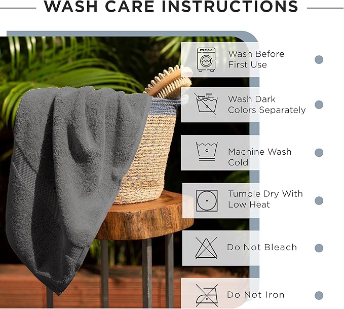 600 GSM 100% Cotton Bath Towels, Grey, Set of 2, Highly Absorbent, Plush, Soft, Quick Dry, 2 Pieces Combed Cotton Luxury Towels for Hotels, Spa, Salon, Bathroom, Dorm, Pack of 2