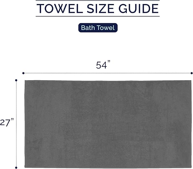 Elegant Comfort Premium Turkish Cotton 2 Pack Bath Towel Set - 27 x 54 inch, Luxurious Hotel Spa Quality 100% Turkish Cotton 2PC Bath Towel Set - Highly Absorbent - Soft Bathroom Towels, Grey