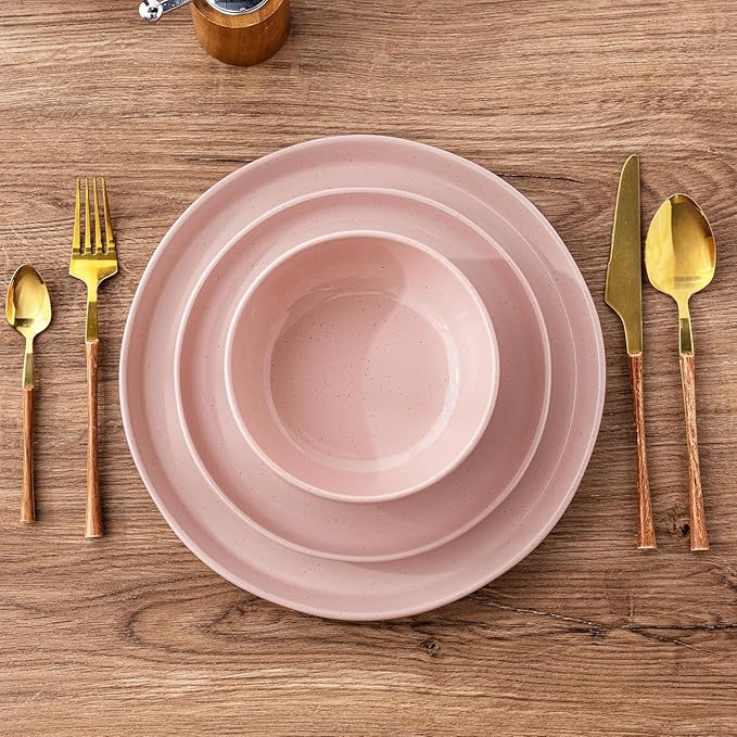 GBHOME Ceramic Dinnerware Sets for 6, 18pcs Stoneware Plates and Bowls Sets, Handmade Chip and Scratch Resistant Dishes Set, Dishwasher & Microwave Safe