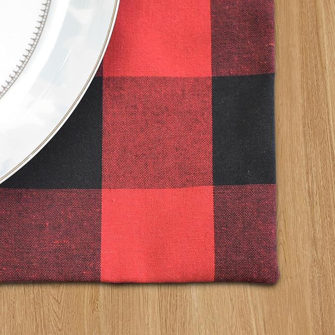 Red & Black 2 Side Cotton Buffalo Check Placemats Set of 4 Heat Resistant Dining Table Place Mats for Kitchen Table, 12 x 18 inches