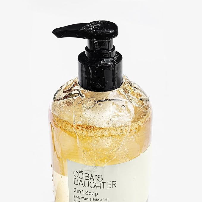 COBA'S DAUGHTER | 3in1 Bubble Bath, Body Wash & Hand Wash for Men and Women | Nourishing Fig & Cedarwood Scent Liquid Soap with Inulin & Seaweed Extract | Cleanses, Softens & Conditions Skin (16.9oz)