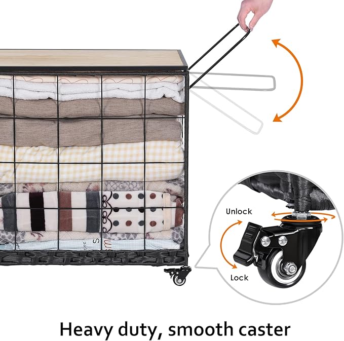 Laundry Hamper with Heavy Duty Caster Wheels; 3 Sections Clothes Hamper with Lid; 132L Laundry Basket with Removable Liner Bag; Laundry Sorter with Metal Handle (White)