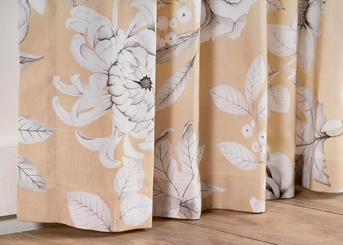 Maison d' Hermine Curtains for Living Room 100% Cotton 124 inch Length One Panel Light Filtering Curtains for Bedroom Windows with Rod and Loop Pockets Drapes (Pretty Autumn, 50" W x 124" L)
