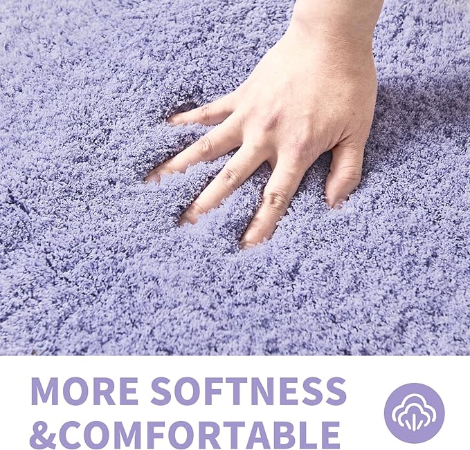 CozeCube Purple Bath mats 32" x 20", Non Slip Shaggy Bathroom Rug, Ultra Soft Machine Washable Plush Pile Rugs, Fluffy Microfiber for Bedroom