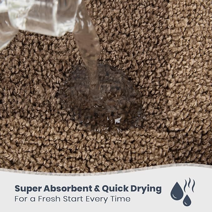 PURRUGS Bathroom Rug Non-Slip Machine Washable 30" x 46", Super Absorbent and Quick-Dry Bath Mat, Extra Soft and Plush Bath Rug for Shower, Bathtub and Sink, Grayish Brown & Coffee